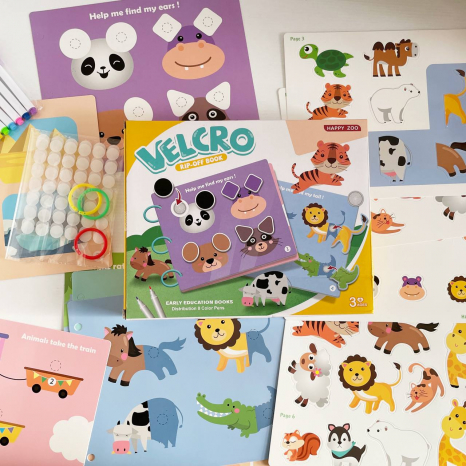 Развивающая многоразовая логическая книга с маркерами и липучками Животные333-4