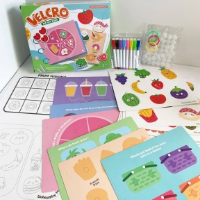 Развивающая многоразовая логическая книга с маркерами и липучками Еда 333-5