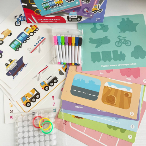 Розвиваюча багаторазова логічна книжка з маркерами та липучками Транспорт 333-6