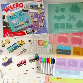 Развивающая многоразовая логическая книга с маркерами и липучками Транспорт 333-6