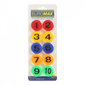 Магниты BUROMAX 0034 комплект 10шт*30мм Цифры