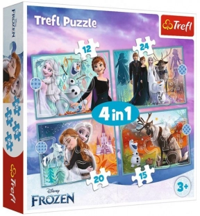Пазли - (4в1) - "Чарівний світ Крижаної країни" / Дісней Крижане серце 2/ Trefl 34381