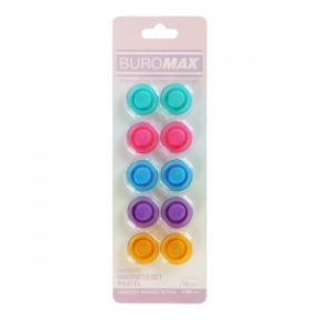 Магниты BUROMAX 0035 комплект 10шт*20мм PASTEL