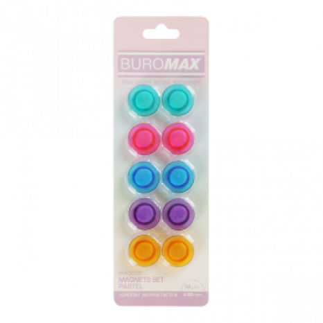 Магниты BUROMAX 0035 комплект 10шт*20мм PASTEL