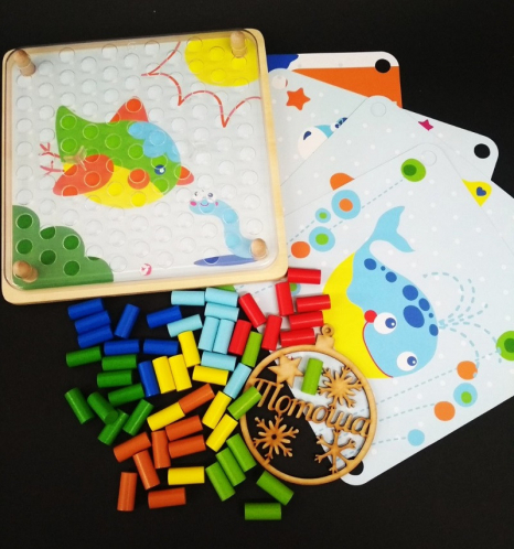 Дерев'яна мозаїка конструктор  Кольорові кілочки  Classic World