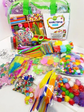 Набір для творчості Майстерня ідей 2000+ елементів, (помпони, пір'я, стрази, наліпки, проволока, очі) 36206 4FUN Game Club