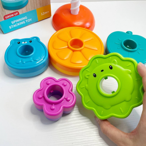 Дитяча гвинтова спіральна пірамідка з кільцями (текстурні,фрукти,тварини,квітка) 36403
