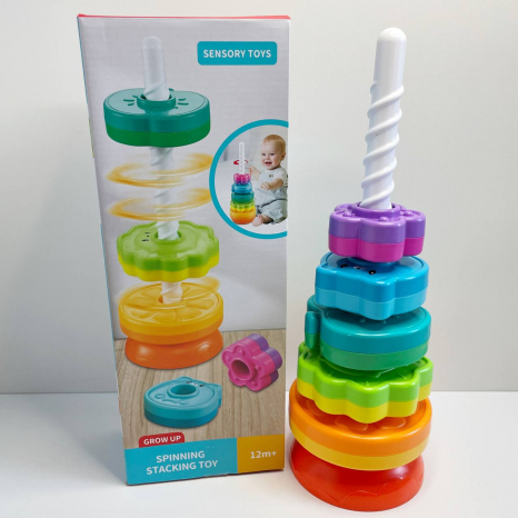 Дитяча гвинтова спіральна пірамідка з кільцями (текстурні,фрукти,тварини,квітка) 36403