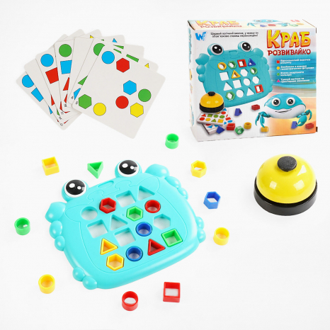 Логічна гра з картками - завданнями та дзвінком "Краб розвивайко" 368-13 WToys