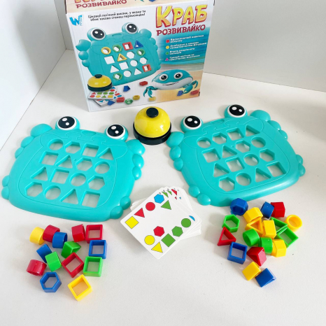 Логічна гра з картками - завданнями та дзвінком "Краб розвивайко" 368-13 WToys