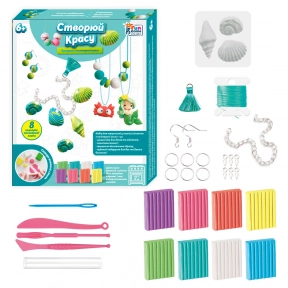 Набор полимерной глины 38406 "4FUN Game Club", 8 цветов глины, формы, фурнитура, цепочка, шнур