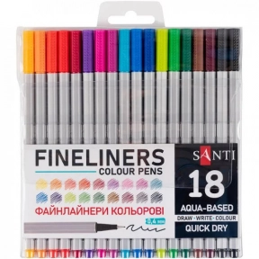 Набор файнлайнеров на водной основе SANTI 18 цветов