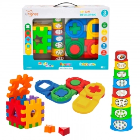 Набор подарочный развивающий 39881 (кубик-сортер, домино, пирамидка-матрешка) Tigres