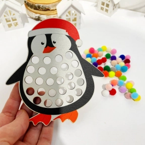 Деревянная игра - сортер Пингвин с помпонами Познавалка Poznavalka