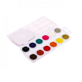 Фарби акварельні (акварель) золото-срібло 12 кольорів без кисті Гамма 400110