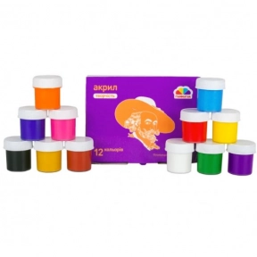 Фарба акрилова  12 кольорів ТМ ГАММА 400504 "Творчість" матова 20 мл