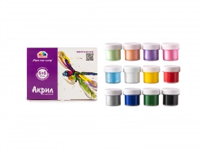 Фарба акрилова  6+6 кольорів  ГАММА  400505 "Творчість" матова перл. 10мл