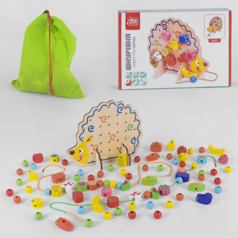 Дерев'яна іграшка - шнурівка Їжачок (Їжак) Fun Game