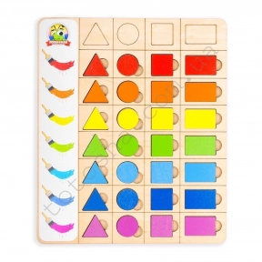 Дерев'яний планшет сортер / рамка-вкладиш Геометричні фігури №1 Познавалка 4202100 Poznavalka