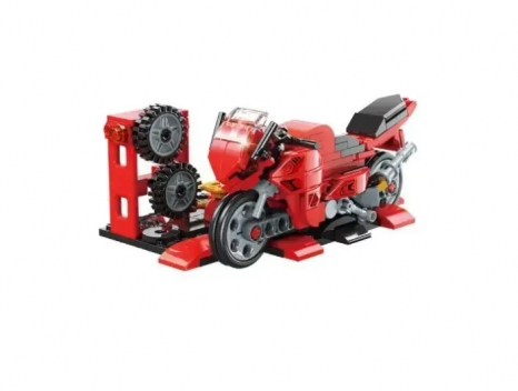 Пластиковий конструктор 3 в 1 Поїзд, будтехніка, мотоцикл (305 деталей) Trans Collector Qman 42101