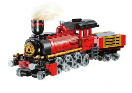 Пластиковий конструктор 3 в 1 Поїзд, будтехніка, мотоцикл (305 деталей) Trans Collector Qman 42101