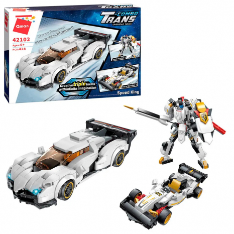 Пластиковый конструктор 3 в 1 - Trans Collector (авто, гоночная машина, робот), 428 дет., Qman, 4210