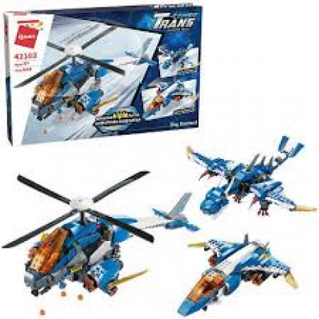 Конструктор Qman 42103 "Trans Collector" Вертолет, самолет, дракон 3в1, 604 дет.