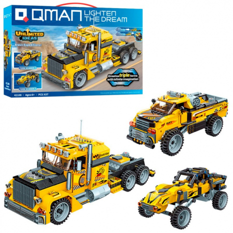 Пластиковий конструктор 3 в 1 Хоробрий експедитор, 637 деталей Qman 42108 Unlimited Ideas
