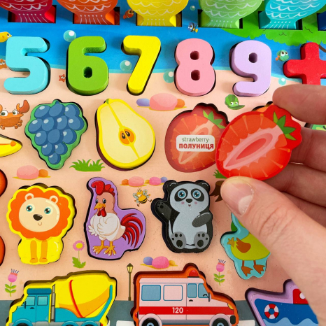 Логічний дерев'яний сортер Монтессорі з магнітною риболовлею 42245 "4FUN Game Club Wood"