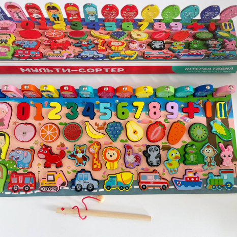 Логічний дерев'яний сортер Монтессорі з магнітною риболовлею 42245 "4FUN Game Club Wood"