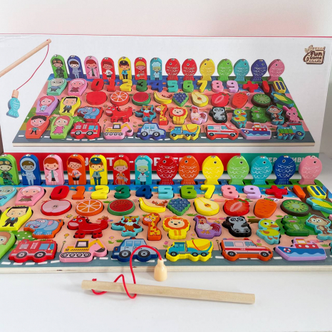 Логічний дерев'яний сортер Монтессорі з магнітною риболовлею 42245 "4FUN Game Club Wood"