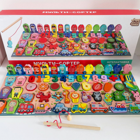 Логічний дерев'яний сортер Монтессорі з магнітною риболовлею 42245 "4FUN Game Club Wood"