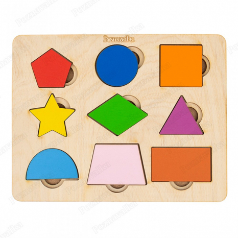 Деревянная игра сортер Двухслойные фигуры Познавалка 4240100 Poznavalka