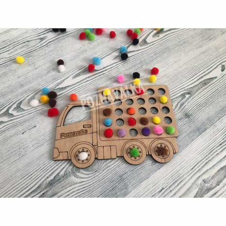 Деревянная игра сортер Грузовичок с помпонами Познавалка 4300100 Poznavalka