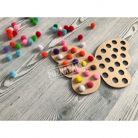 Дерев'яна гра сортер Метелик з помпонами Познавалка 4300400 Poznavalka