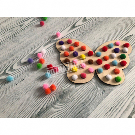 Дерев'яна гра сортер Метелик з помпонами Познавалка 4300400 Poznavalka