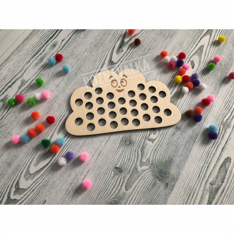 Дерев'яна гра-сортер Хмаринка з помпонами. Poznavalka. 4300700