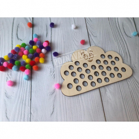 Дерев'яна гра-сортер Хмаринка з помпонами. Poznavalka. 4300700