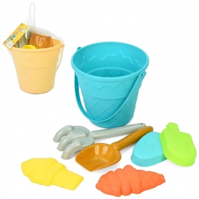 Набор для песочницы ведро, лопатка, грабли, формы-мороженое 4329