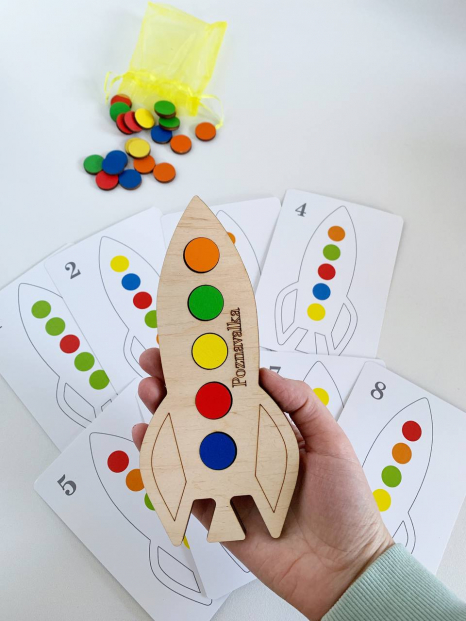 Деревянная игра-сортер Ракета с фишками Poznavalka