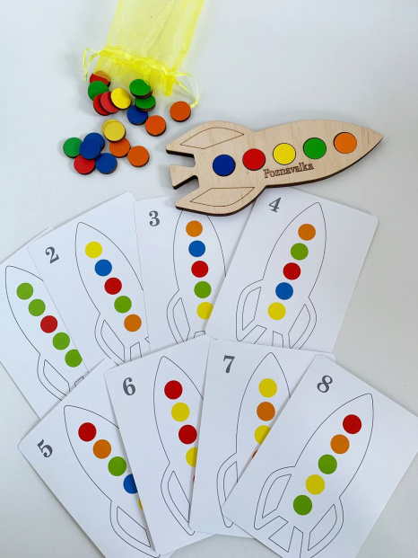 Деревянная игра-сортер Ракета с фишками Poznavalka