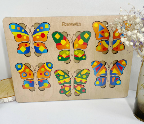 Дерев'яна рамка вкладка Метелики - половинки Poznavalka, 4406900