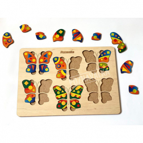 Дерев'яна рамка вкладка Метелики - половинки Poznavalka, 4406900