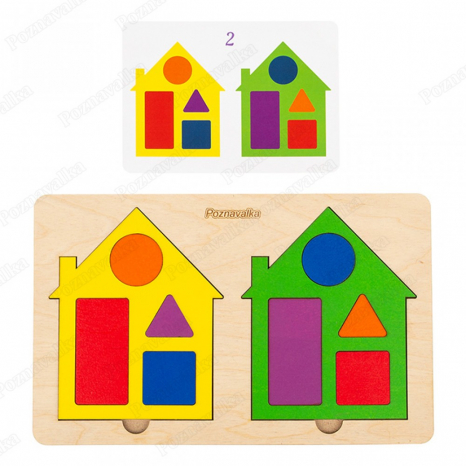 Дерев'яна гра Шість будиночків Познавалка  Poznavalka