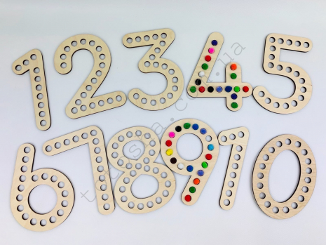 Дерев'яна гра сортер Цифри з помпонами Познавалка 4408000 Poznavalka