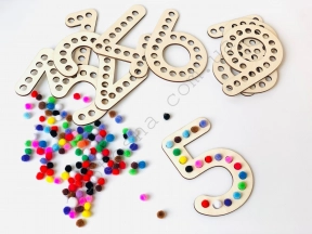 Дерев'яна гра сортер Цифри з помпонами Познавалка 4408000 Poznavalka