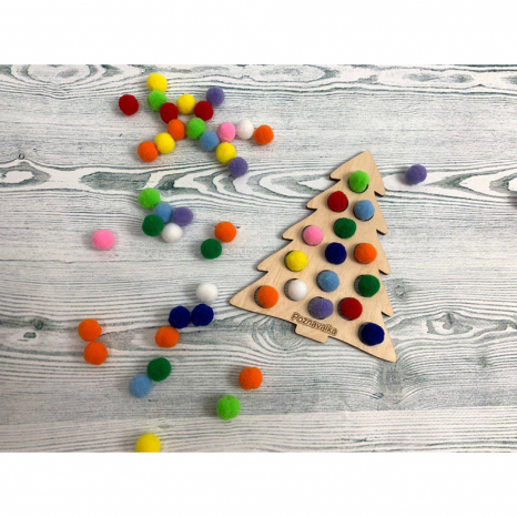 Дерев'яна гра сортер Ялинка з великими помпонами Познавалка 44086100 Poznavalka