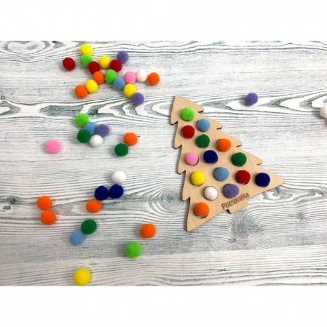 Дерев'яна гра сортер Ялинка з великими помпонами Познавалка 44086100 Poznavalka