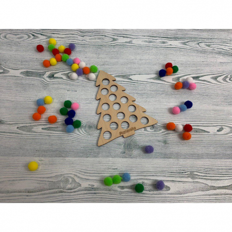 Дерев'яна гра сортер Ялинка з великими помпонами Познавалка 44086100 Poznavalka