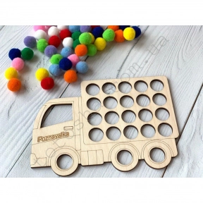 Дерев'яна гра сортер Вантажівка з помпонами 1,5 см Познавалка 44086300 Poznavalka